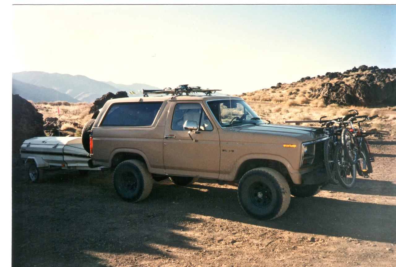 1983 Ford Bronco with Aerotow Camping trailer
