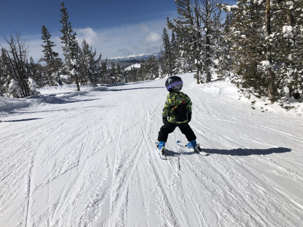 Skiing with kids is fun