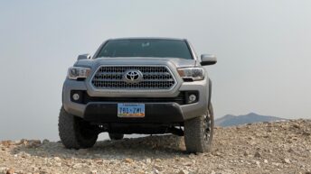 Stock Toyota Tacoma at top of Mt. Patterson
